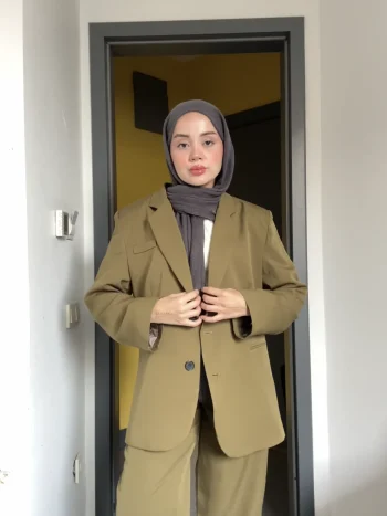 Yağ Yeşili Vintage Ceket Takım (Oversize Kalıp) - Görsel 6