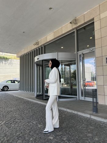 Beyaz Vintage Ceket Takım - Görsel 7