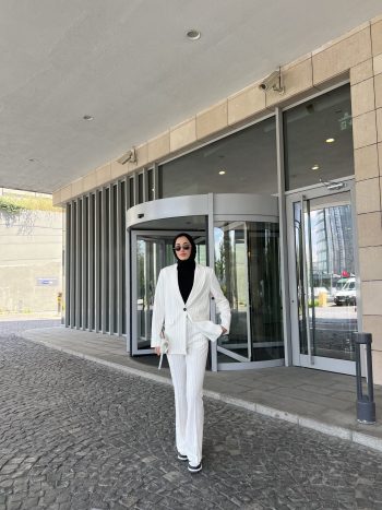 Beyaz Vintage Ceket Takım - Görsel 6