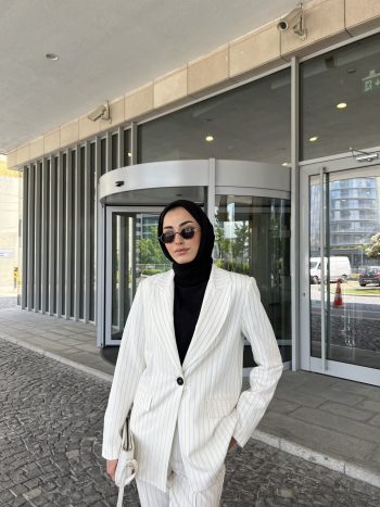 Beyaz Vintage Ceket Takım - Görsel 4