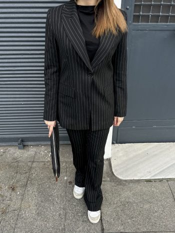Siyah Çizgili Ceket Takım - Görsel 6