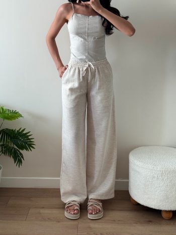 Ekru Keten Pantolon (Oversize Kalıp) - Görsel 5