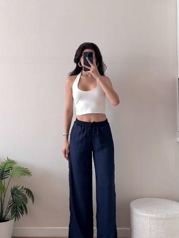 Lacivert Keten Pantolon (Oversize Kalıp) - Görsel 3