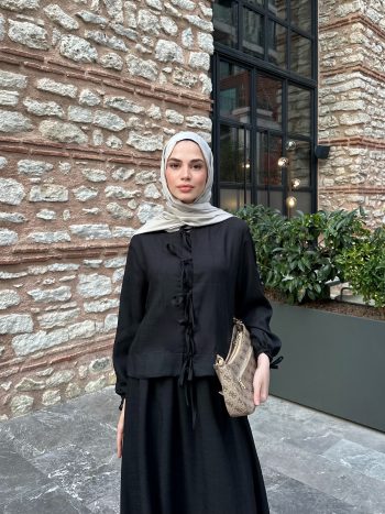 Perla Siyah Etekli Keten Takım (Premium Ürün) - Görsel 5