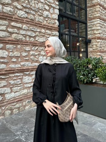 Perla Siyah Etekli Keten Takım (Premium Ürün) - Görsel 4