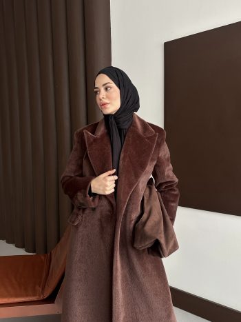 Premium Kürk Fox Kaban Acı Kahve - Görsel 3