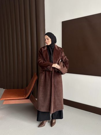 Premium Kürk Fox Kaban Acı Kahve - Görsel 4