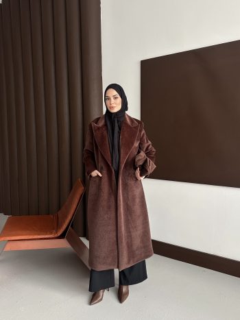 Premium Kürk Fox Kaban Acı Kahve - Görsel 6