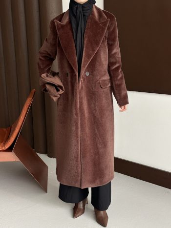 Premium Kürk Fox Kaban Acı Kahve - Görsel 7