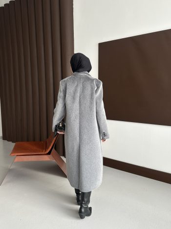 Premium Kürk Fox Kaban Antrasit - Görsel 8