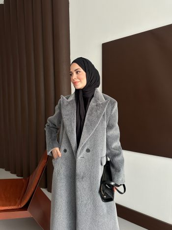 Premium Kürk Fox Kaban Antrasit - Görsel 4