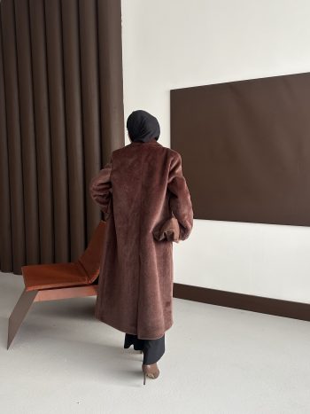 Premium Kürk Fox Kaban Acı Kahve - Görsel 8