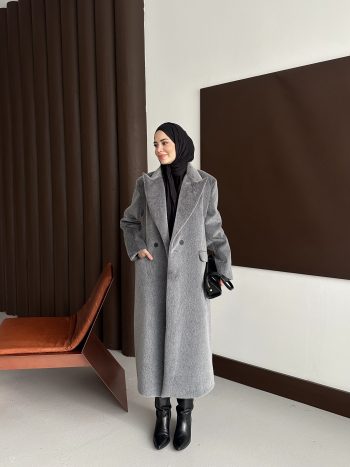 Premium Kürk Fox Kaban Antrasit - Görsel 6